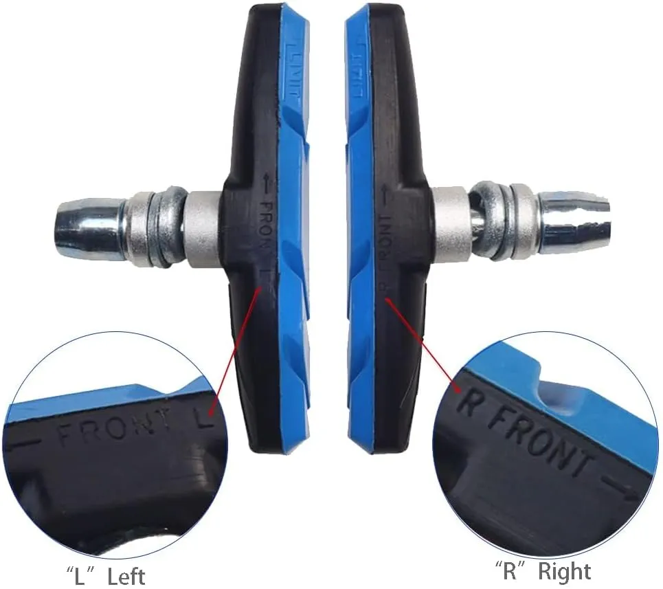 2 Pairs (4 Pieces) MTB Bike Cycle Bicycle Rubber V-Brake Pads No-Noise No-Skid, 70mm