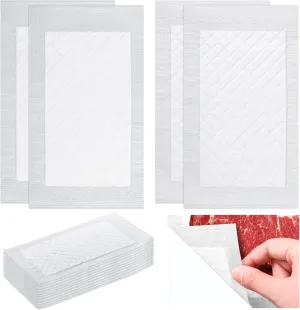 200 Pcs Meat Absorbent Pads 4x7 inch White Meat Soaker Pads for Vacuum Sealer Bags Fish and Poultry Pad 60 Grams