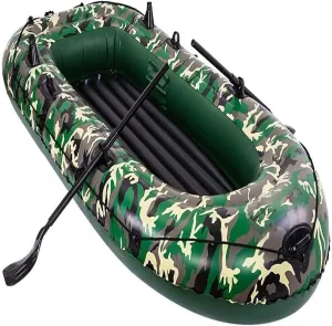 4-Person Inflatable Kayak Boat with Paddles & Pump, Heavy-Duty PVC Raft with Cushions & Repair Kit, Portable Rubber Dinghy for Water Sports