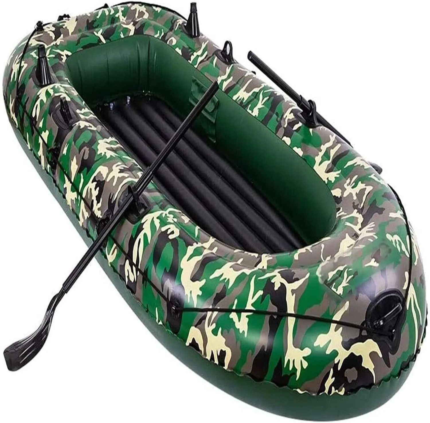 4-Person Inflatable Kayak Boat with Paddles & Pump, Heavy-Duty PVC Raft with Cushions & Repair Kit, Portable Rubber Dinghy for Water Sports