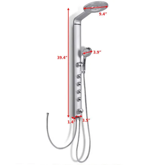 40" Aluminum Alloy Shower Column Massage Jet System w/ Hand shower