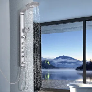 40" Aluminum Alloy Shower Column Massage Jet System w/ Hand shower