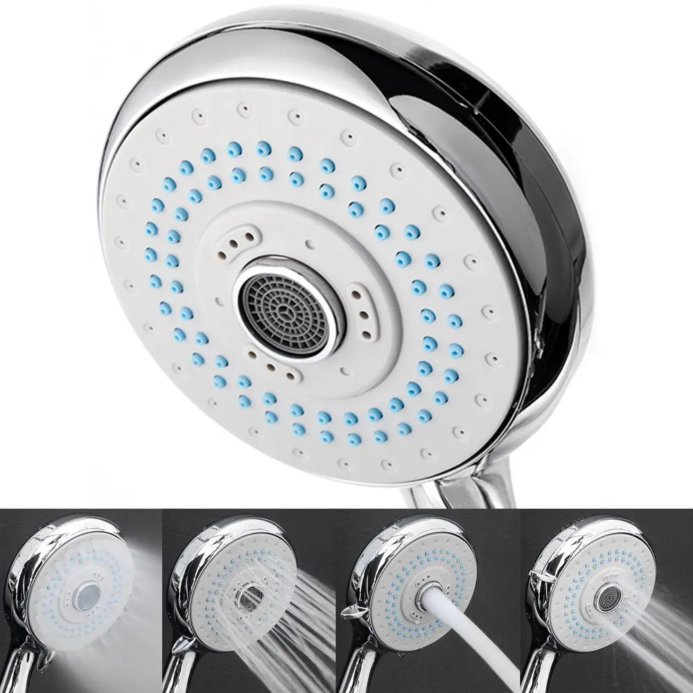 52 in. 8-Jet Shower Panel System in Mirror Silver Tempered Glass with Rainfall Shower Head LED Display Handshower