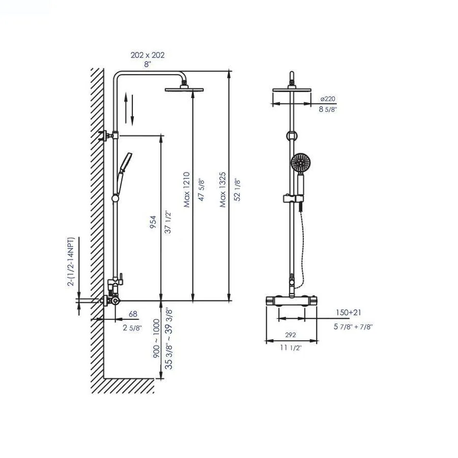 ALFI brand Brushed Nickel  Shower Bar System