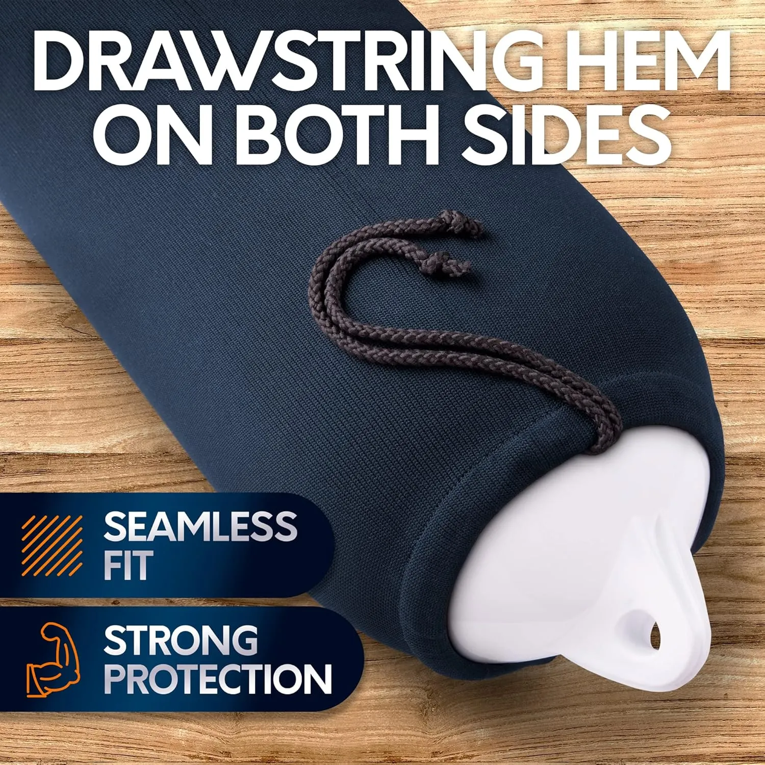 Boat Fender Covers | Several Size Options Available | Black & Navy Blue | 1, 2 & 4-Pack | Polyester (4-Pack, Navy Blue, 8 x 22)