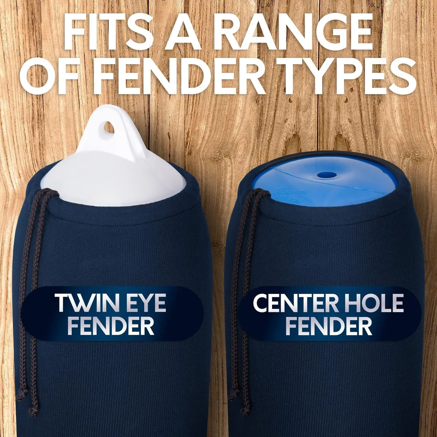 Boat Fender Covers | Several Size Options Available | Black & Navy Blue | 1, 2 & 4-Pack | Polyester (4-Pack, Navy Blue, 8 x 22)