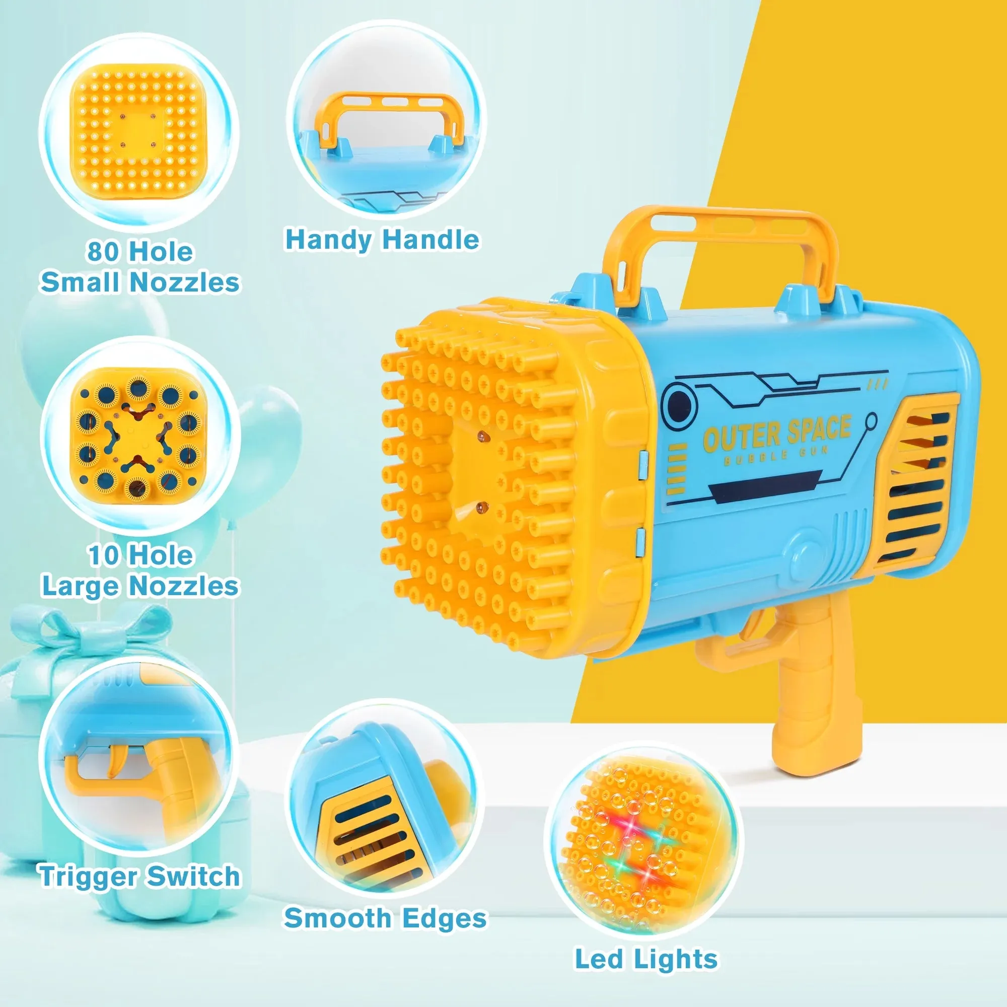 Bubble Machine,80 Holes Bubble Blowing Toys