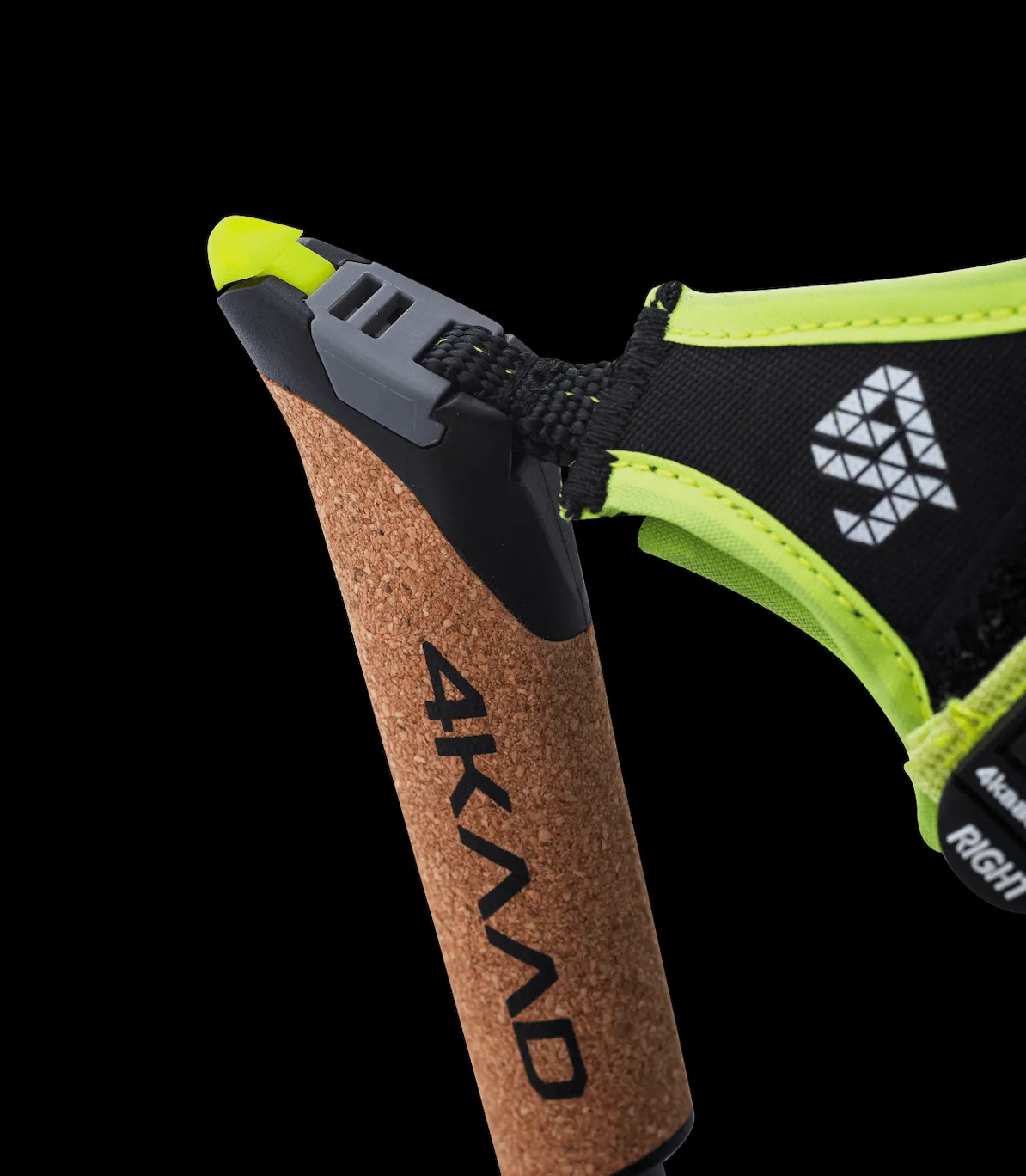 CLICK-IT strap, black yellow, Quick release ski pole strap
