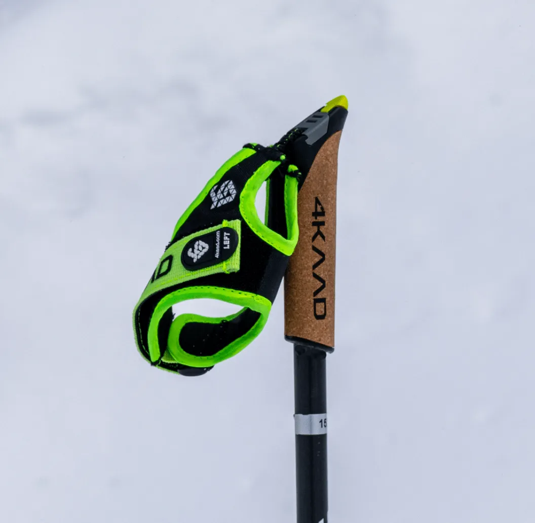 CLICK-IT strap, black yellow, Quick release ski pole strap