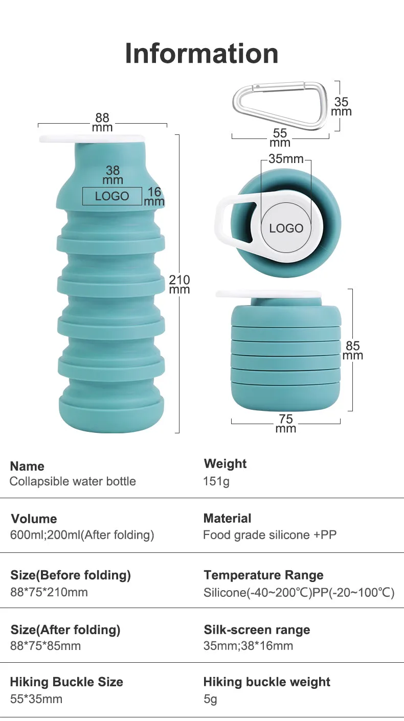 Collapsible Recycled Water Bottle For Travel