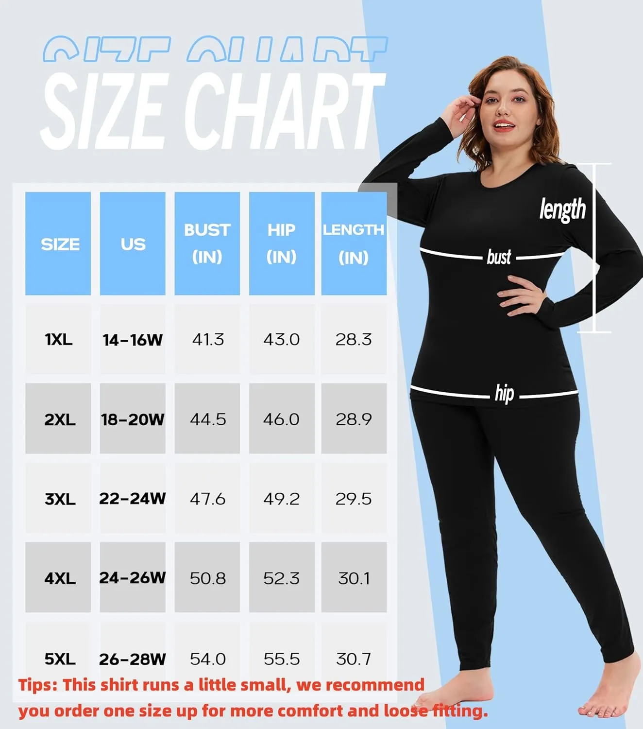COOTRY Plus Size Thermal Shirts for Women Fleece Lined Crew Neck Tops Long Johns Base Layer Underwear