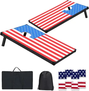 Cornhole Board Set, 3'x2' Cornhole Set, Corn Hole Boards Set, Lightweight Corn Hole Set Includes 2 Cornhole Boards, 8 Cornhole Bean Bags & Carry Case for Outdoor Games