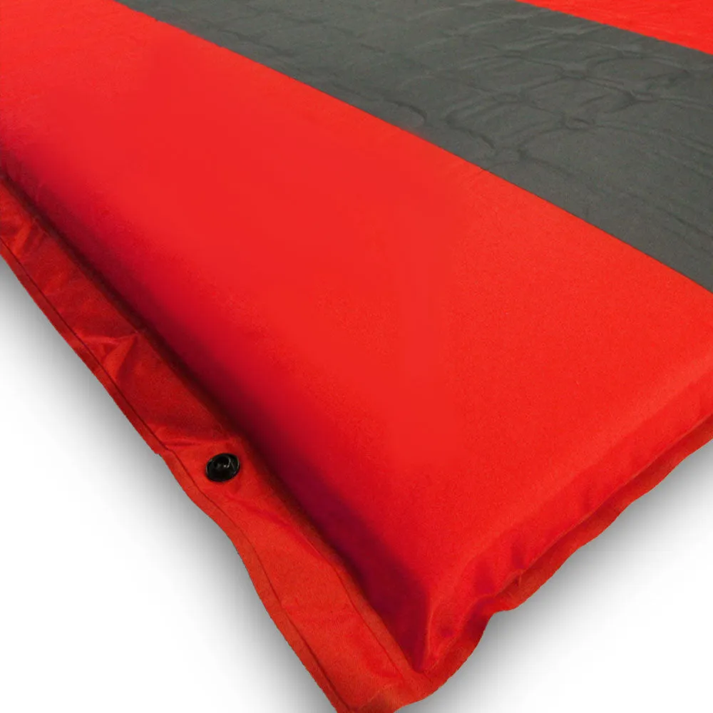 Double Self Inflating Mattress Sleeping Mat Air Bed Camping Hiking Joinable - red