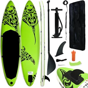 Enjoy Stable Water Adventures with Inflatable Paddleboard Set, Easy to Inflate, Puncture-Proof Design, Green