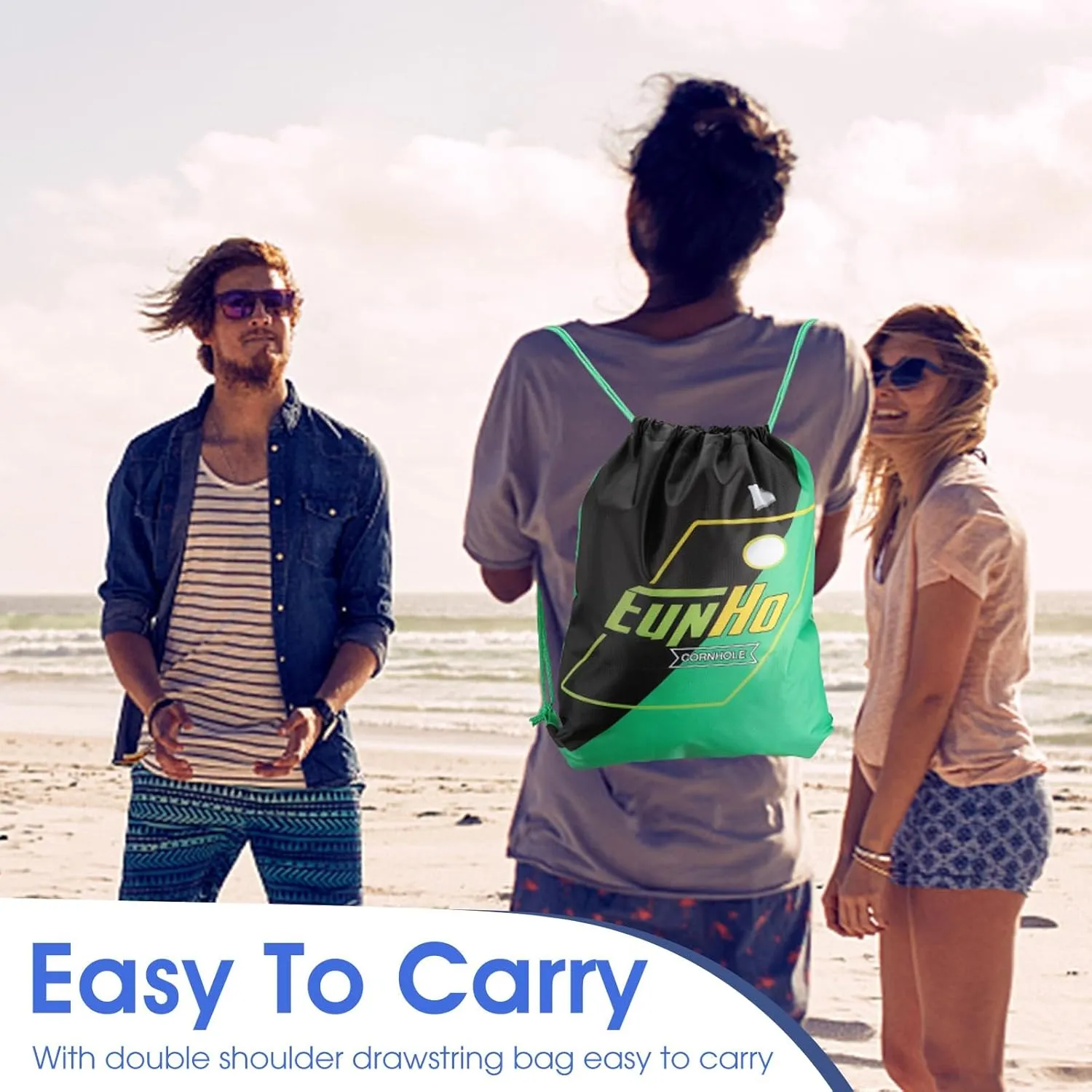 EunHo Dual Sided Cornhole Bags Regulation Set of 8 Professional Cornhole Bean Bags Slick and Stick for Tossing Game-All Weather