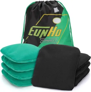 EunHo Dual Sided Cornhole Bags Regulation Set of 8 Professional Cornhole Bean Bags Slick and Stick for Tossing Game-All Weather