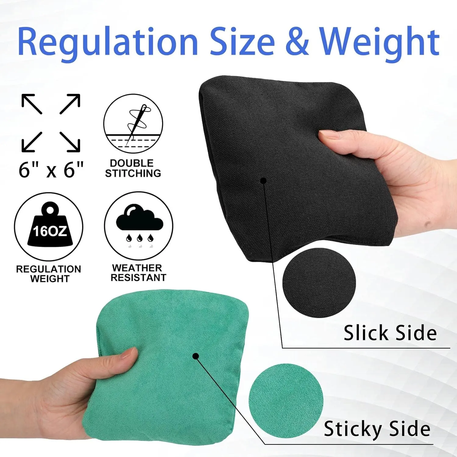EunHo Dual Sided Cornhole Bags Regulation Set of 8 Professional Cornhole Bean Bags Slick and Stick for Tossing Game-All Weather