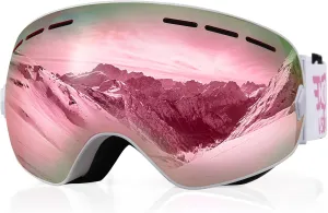 EXP VISION Snowboard Ski Goggles Men Women Youth, Anti Fog OTG Winter Snow Goggles Spherical Detachable Lens