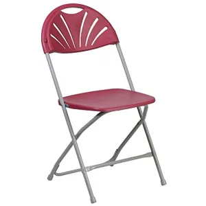 Flash Furniture 2 Pack HERCULES Series 650 lb. Capacity Burgundy Plastic Fan Back Folding Chair