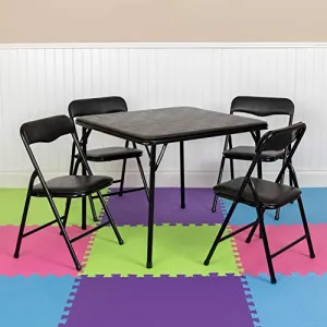 Flash Furniture Mindy Kids 5-Piece Folding Square Table and Chairs Set for Daycare and Classrooms, Children's Activity Table and Chairs Set, Black