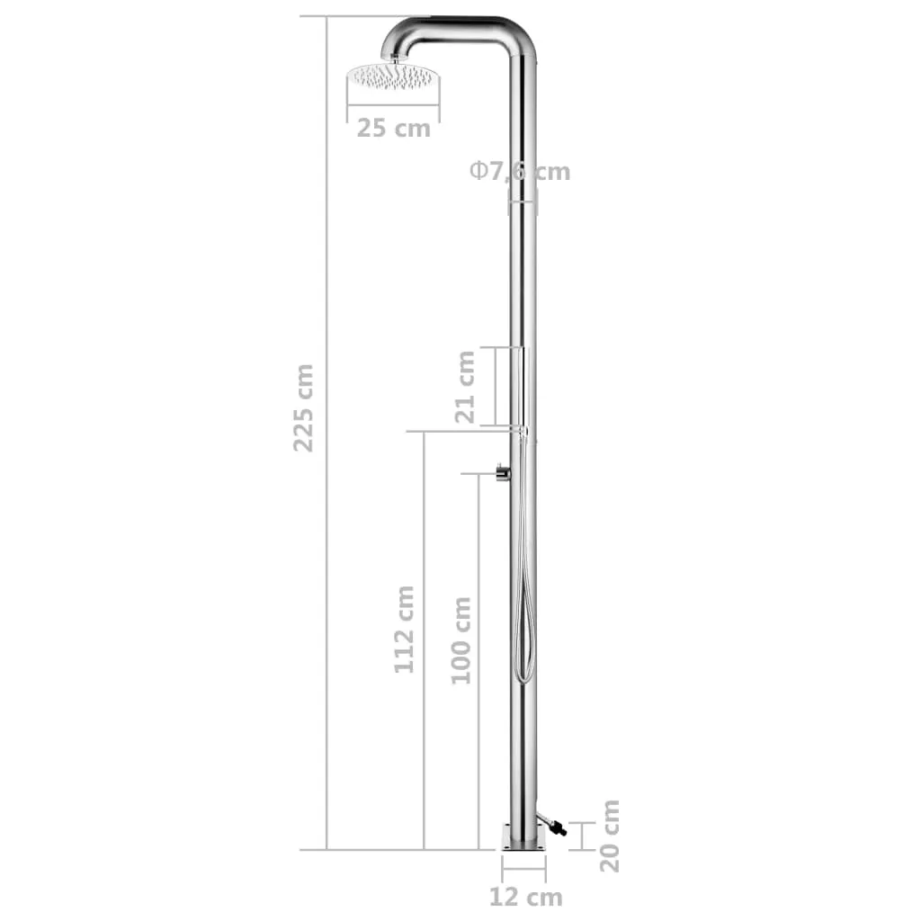 Garden Shower 225 cm Stainless Steel