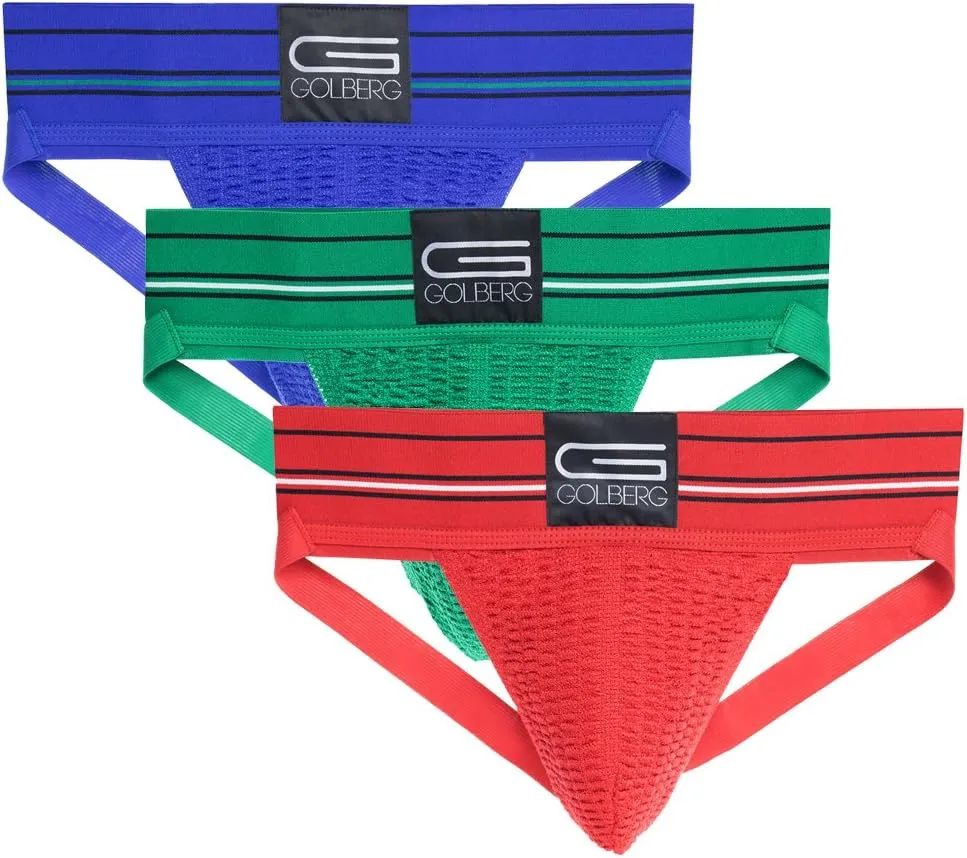 GOLBERG Athletic Supporter - Naturally Contoured Waistband - 3 Packs of Multiple Colors