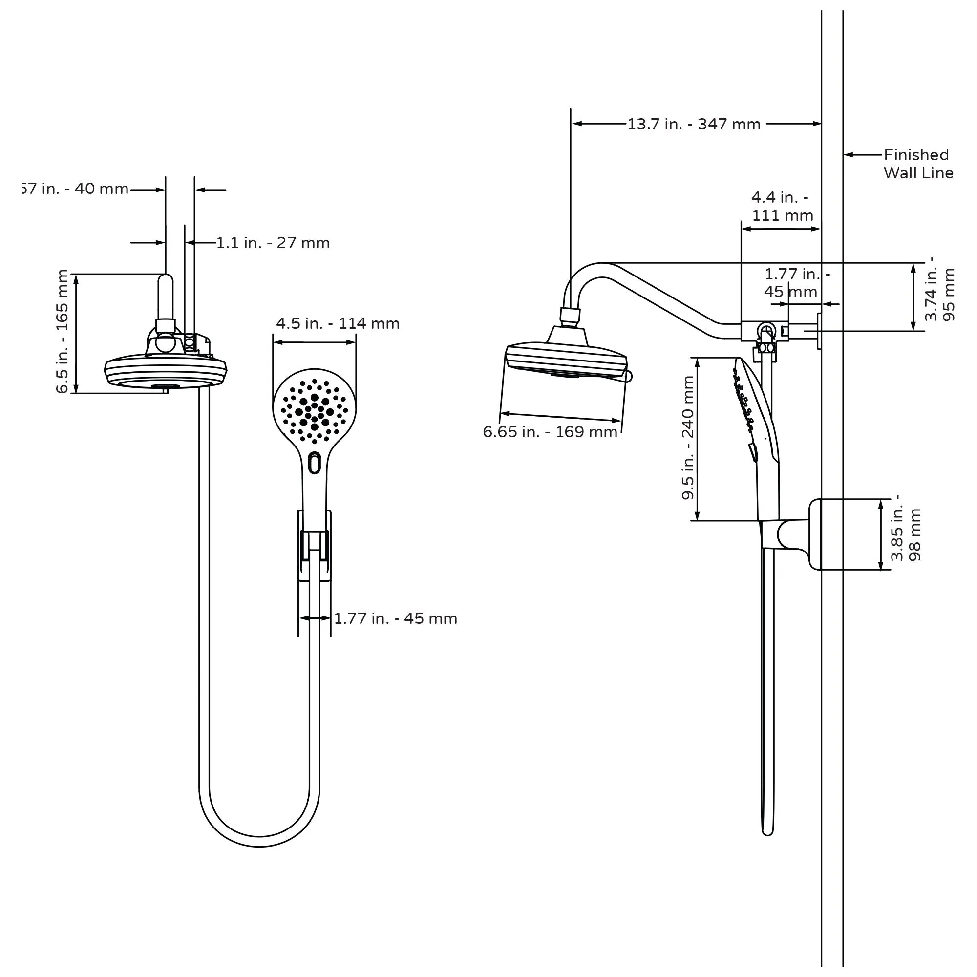 High Pressure Dual Shower Head System - Water Saving Shower Head With 6 Shower Spray Functions