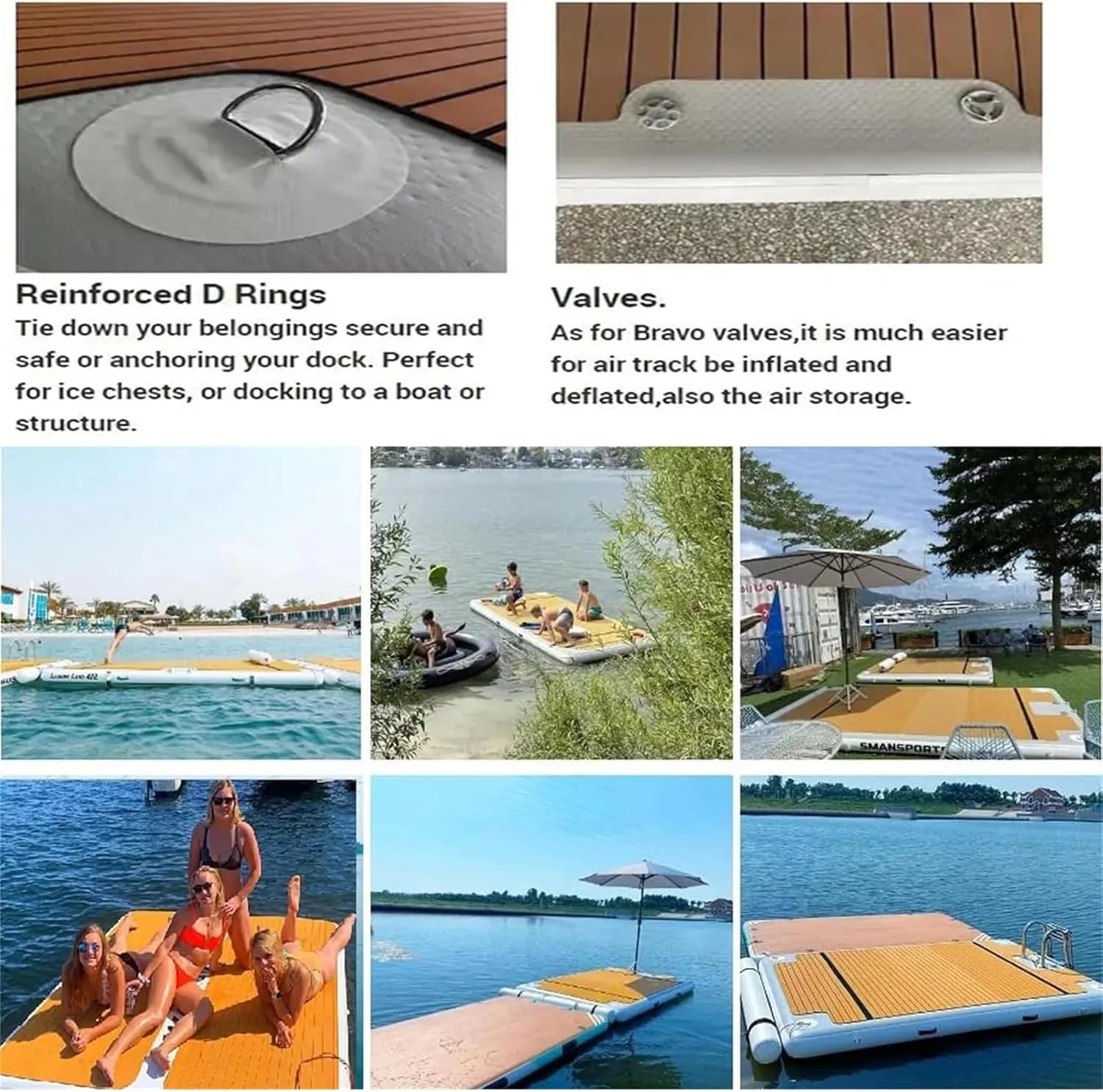 Inflatable Floating Board with EVA Anti-Slip Mat, Inflatable Dock Island Raft Water Dock Mat, Portable Inflatable Floating Bed on The Water,2.5 * 3m/8.2 * 9.8ft