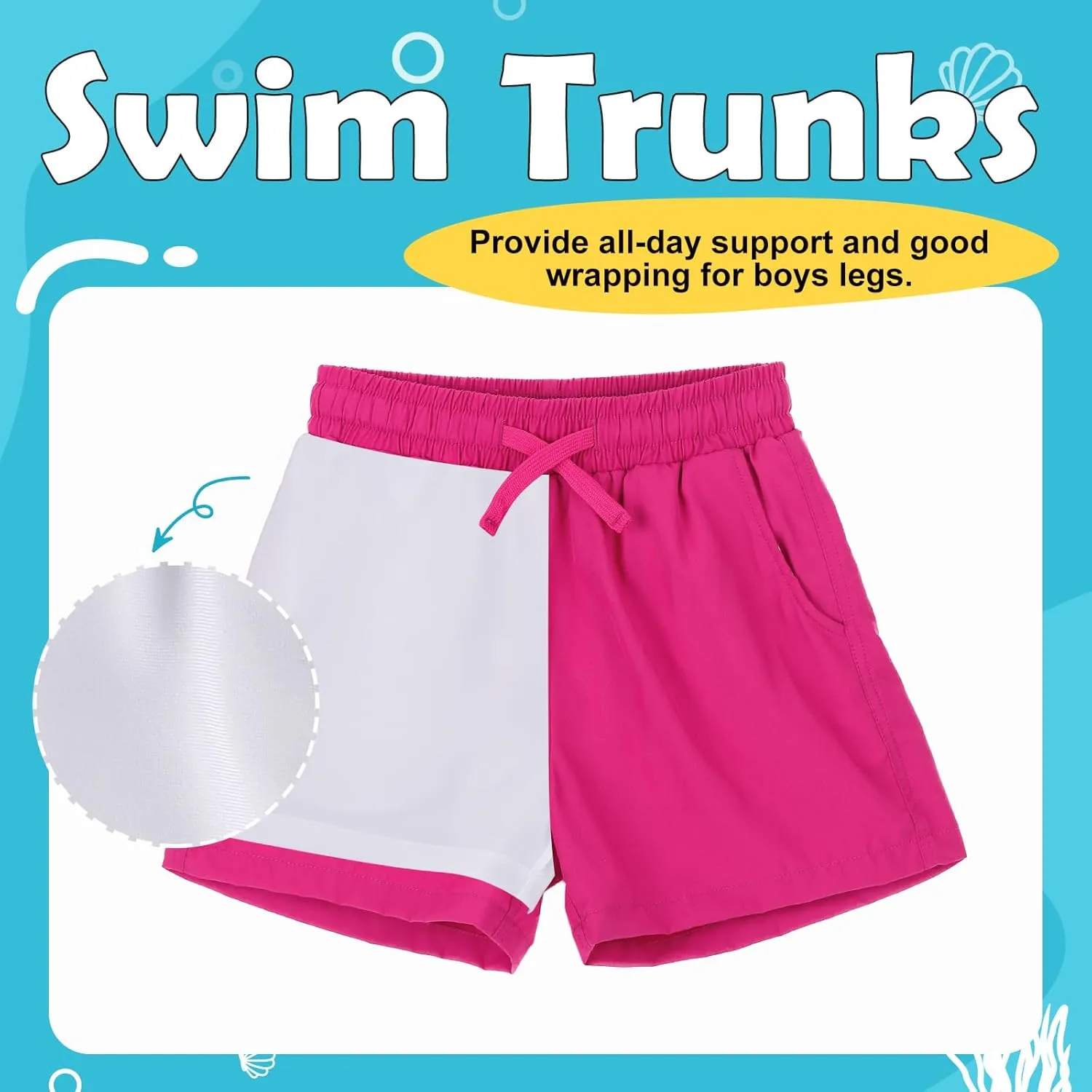 KAKU NANU Boys Swim Trunks Compression Liner Bathing Swimsuit Quick Dry Boxer Beach Board Shorts with Pockets 2-14 Years