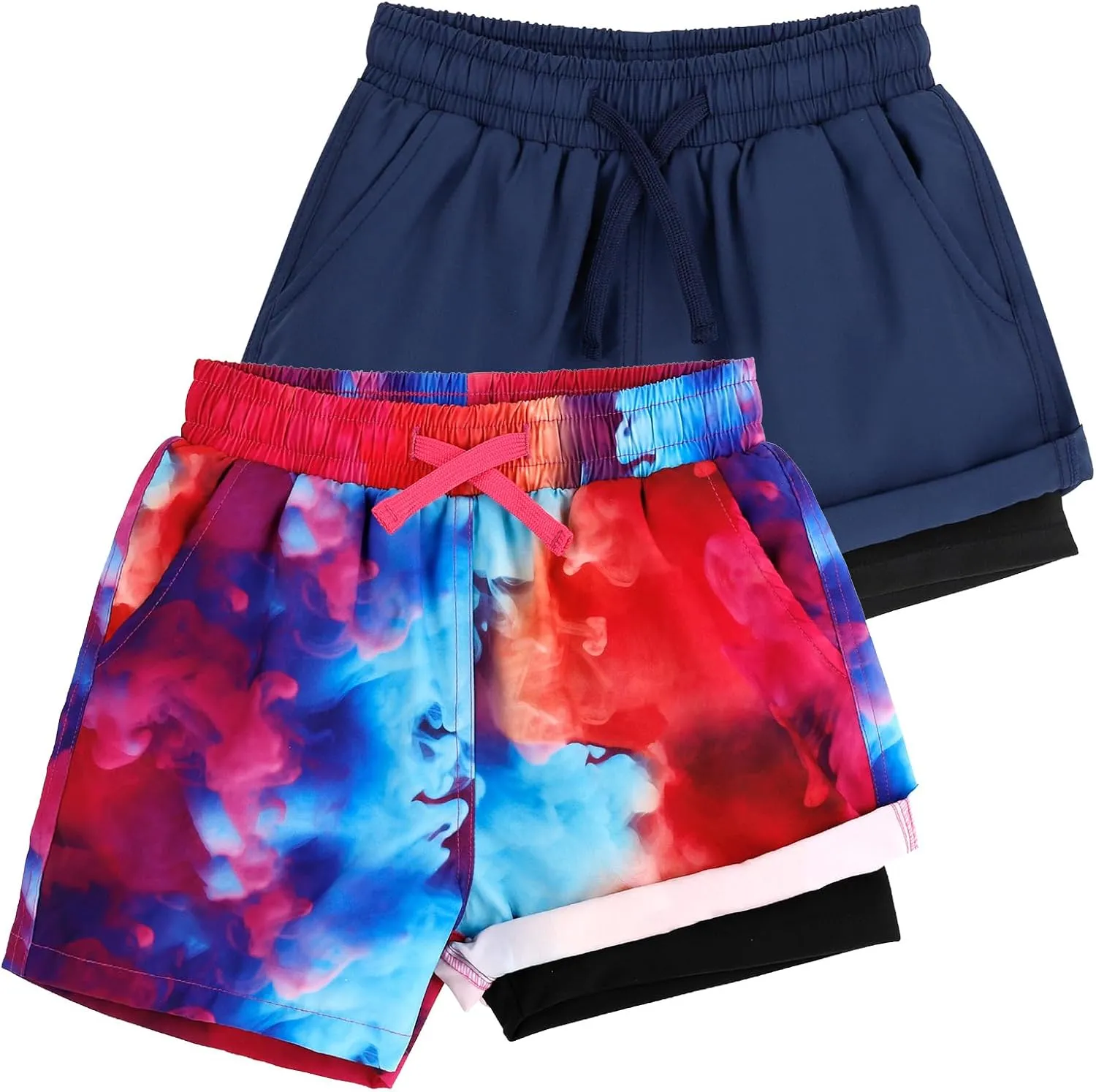 KAKU NANU Boys Swim Trunks Compression Liner Bathing Swimsuit Quick Dry Boxer Beach Board Shorts with Pockets 2-14 Years