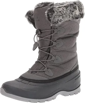 Kamik Momentum3 Charcoal Pull On Rounded Toe Waterproof Fur Trim Ankle Snow Boot