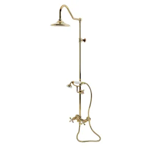 Kingston CCK3662AX Wall Mount Rain Drop Shower System with Hand Shower, Polished Brass