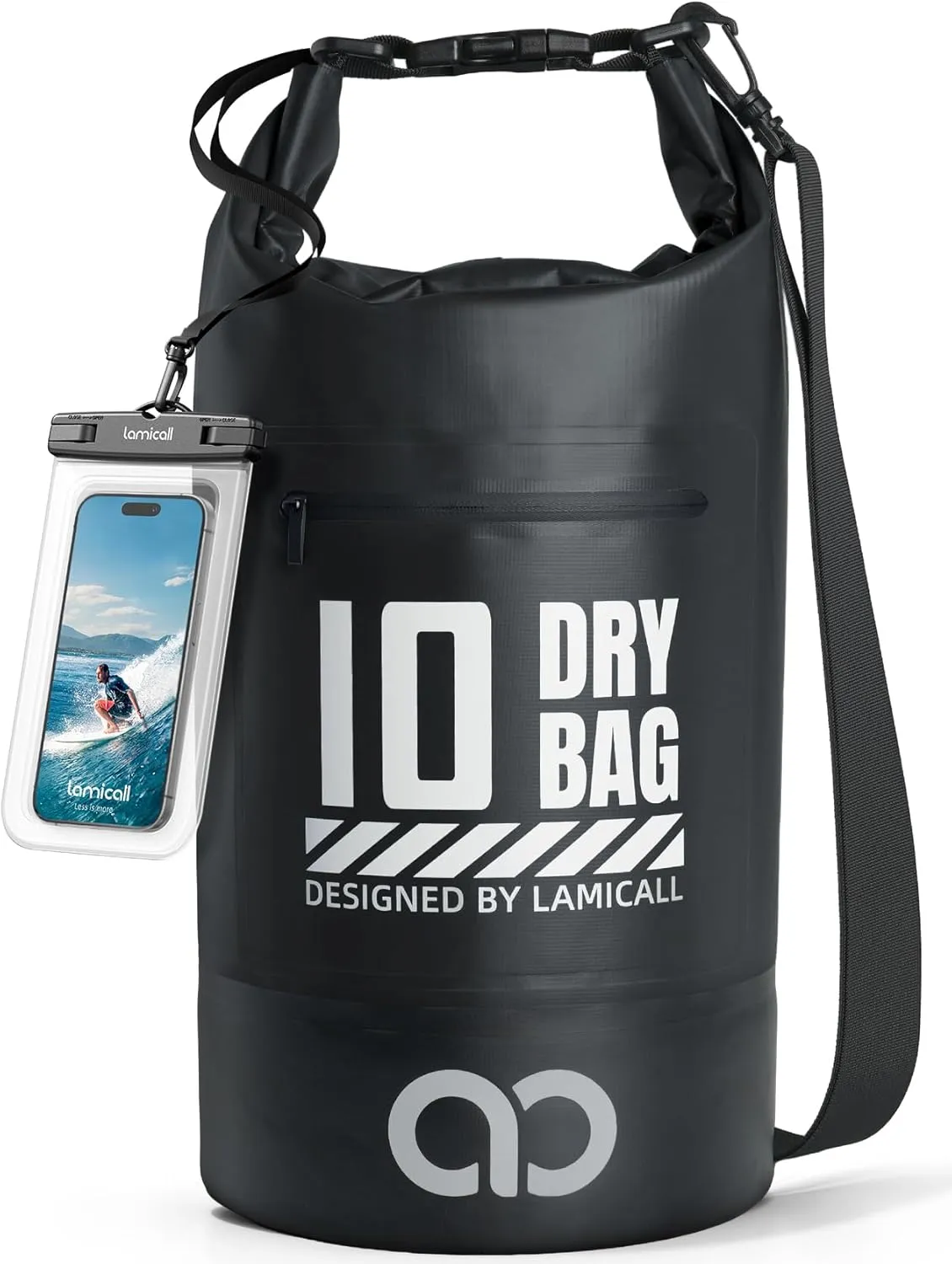 Lamicall Dry Bag Waterproof Backpack - [Zippered Pocket] 5L/10L/20L/30L/40L Roll Top Waterproof Bag with Water Proof Phone Case, Floatable Drybag for Swimming, Boating, Kayaking, Camping, Beach