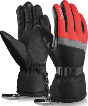 MCTi Ski Gloves,Winter Waterproof Snowboard Snow 3M Thinsulate Warm Touchscreen Cold Weather Women Gloves Wrist Leashes