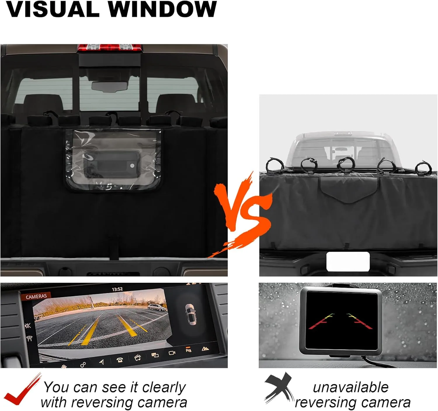 MDSTOP Tailgate Pad for Mountain Bike, Truck Tailgate Bike Pad with Reflective Strips,Tool Pockets, Backup Camera Opening, MTB Tailgate Pad Carries Up to 5 Bikes, E-Bikes, BMX&Road Bikes (Black, L)