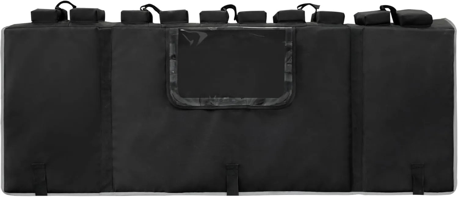 MDSTOP Tailgate Pad for Mountain Bike, Truck Tailgate Bike Pad with Reflective Strips,Tool Pockets, Backup Camera Opening, MTB Tailgate Pad Carries Up to 5 Bikes, E-Bikes, BMX&Road Bikes (Black, L)