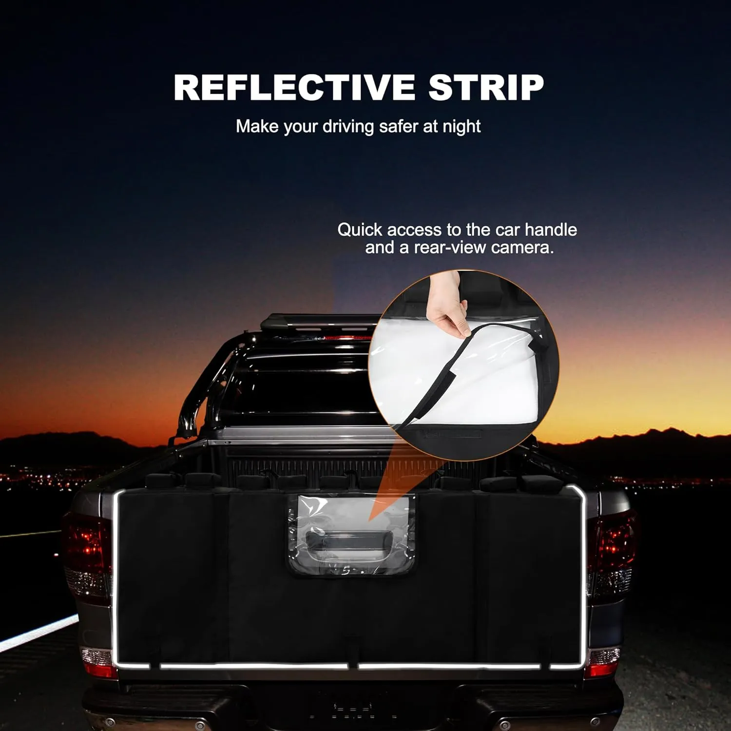 MDSTOP Tailgate Pad for Mountain Bike, Truck Tailgate Bike Pad with Reflective Strips,Tool Pockets, Backup Camera Opening, MTB Tailgate Pad Carries Up to 5 Bikes, E-Bikes, BMX&Road Bikes (Black, L)