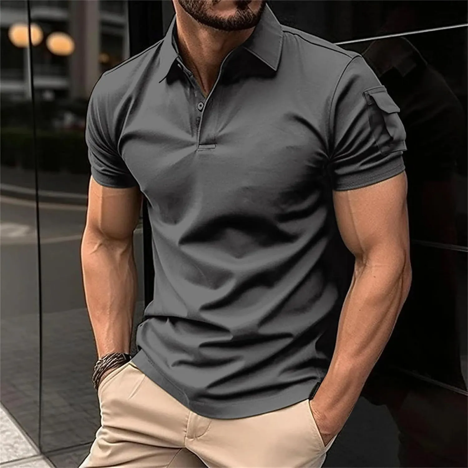 Mens Regular Polo Shirts, Short Sleeve Athletic Golf Jersey, Quarter Zip Casual Pullover Oversized Henley Slim Tees