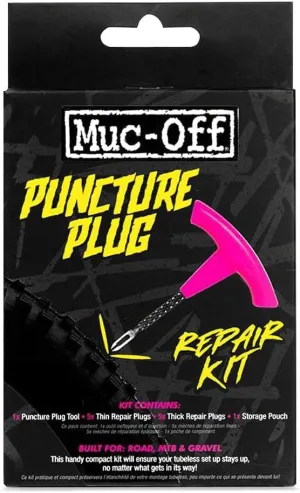 Muc-Off Puncture Plug Kit - Tubeless Tyre Puncture Repair with Plugger and Plugs