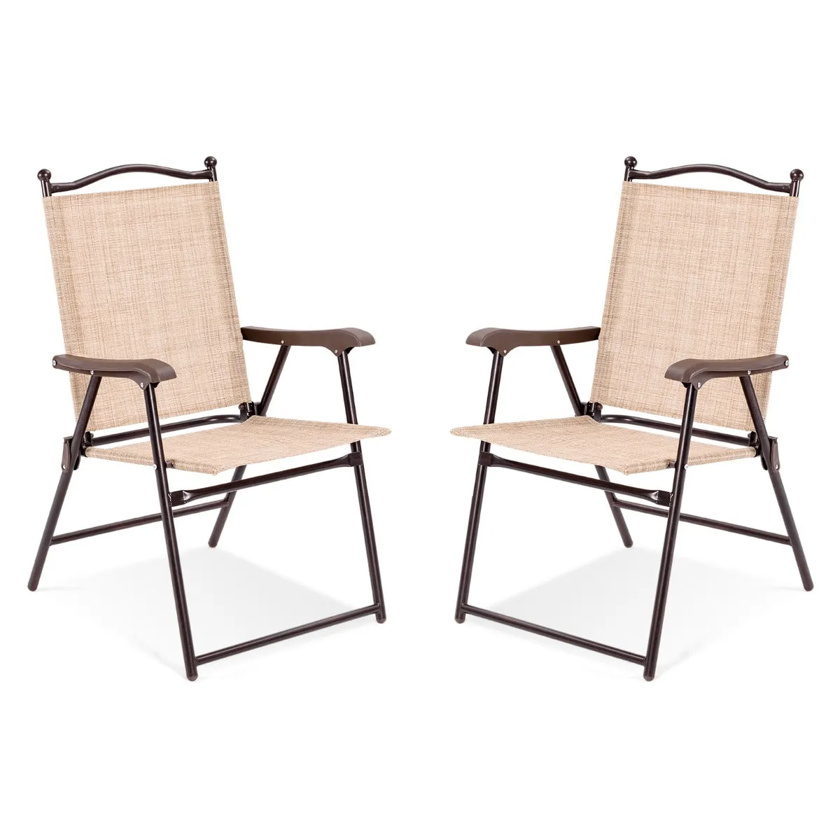 NNECW Set of 2 Patio Folding Chairs with Armrests for Garden Black Yellow
