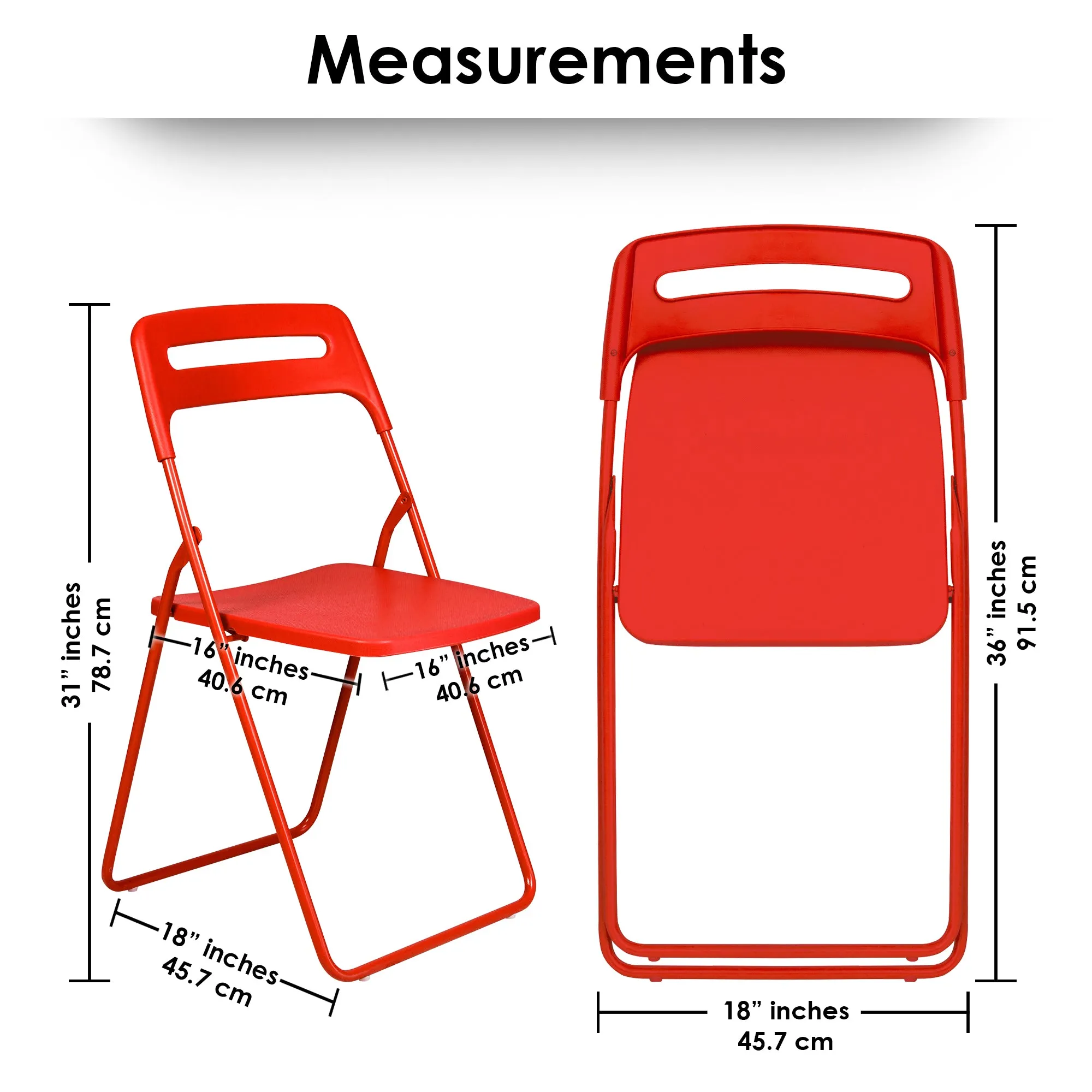 Premium Red Plastic Folding Leisure Office & Dining Chair