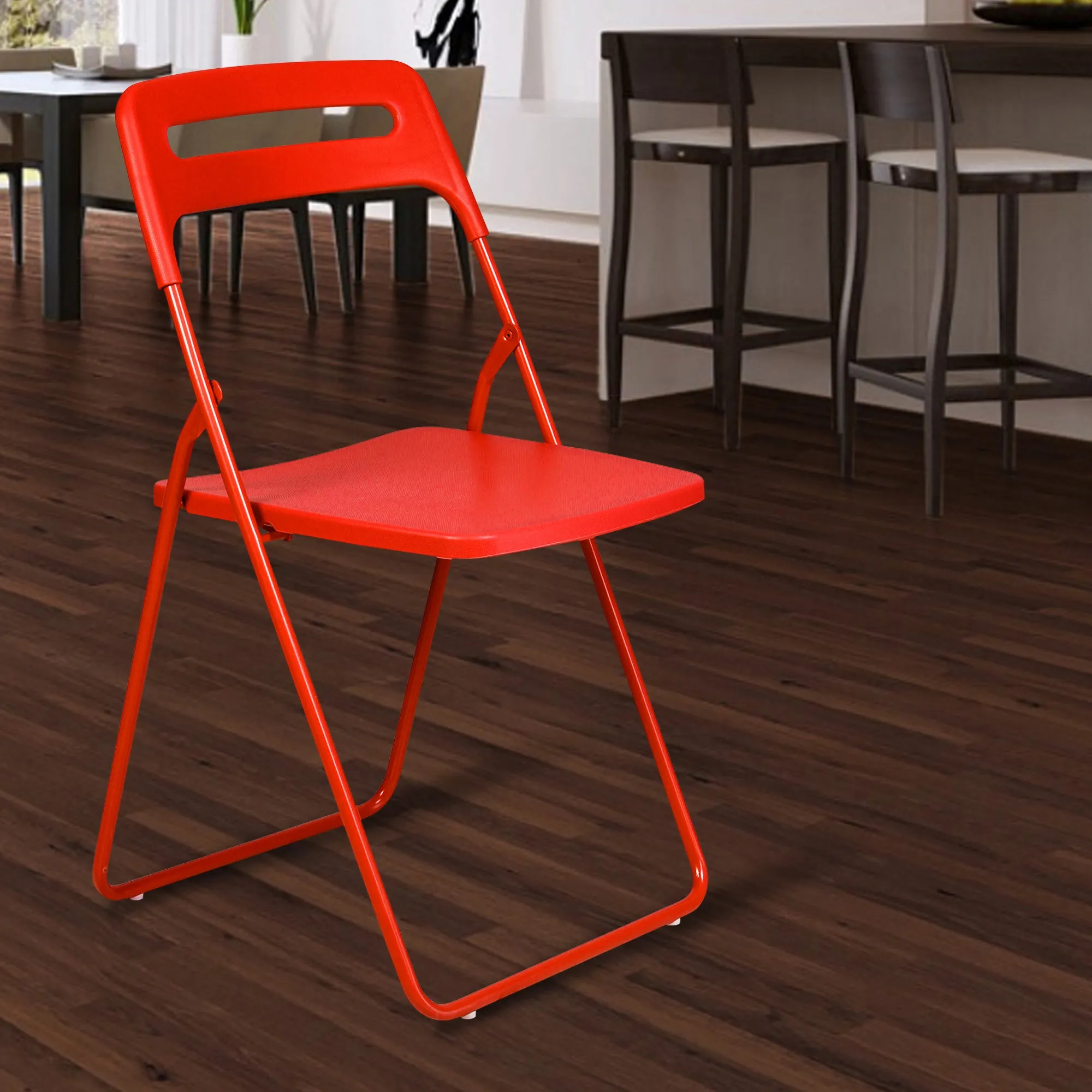 Premium Red Plastic Folding Leisure Office & Dining Chair