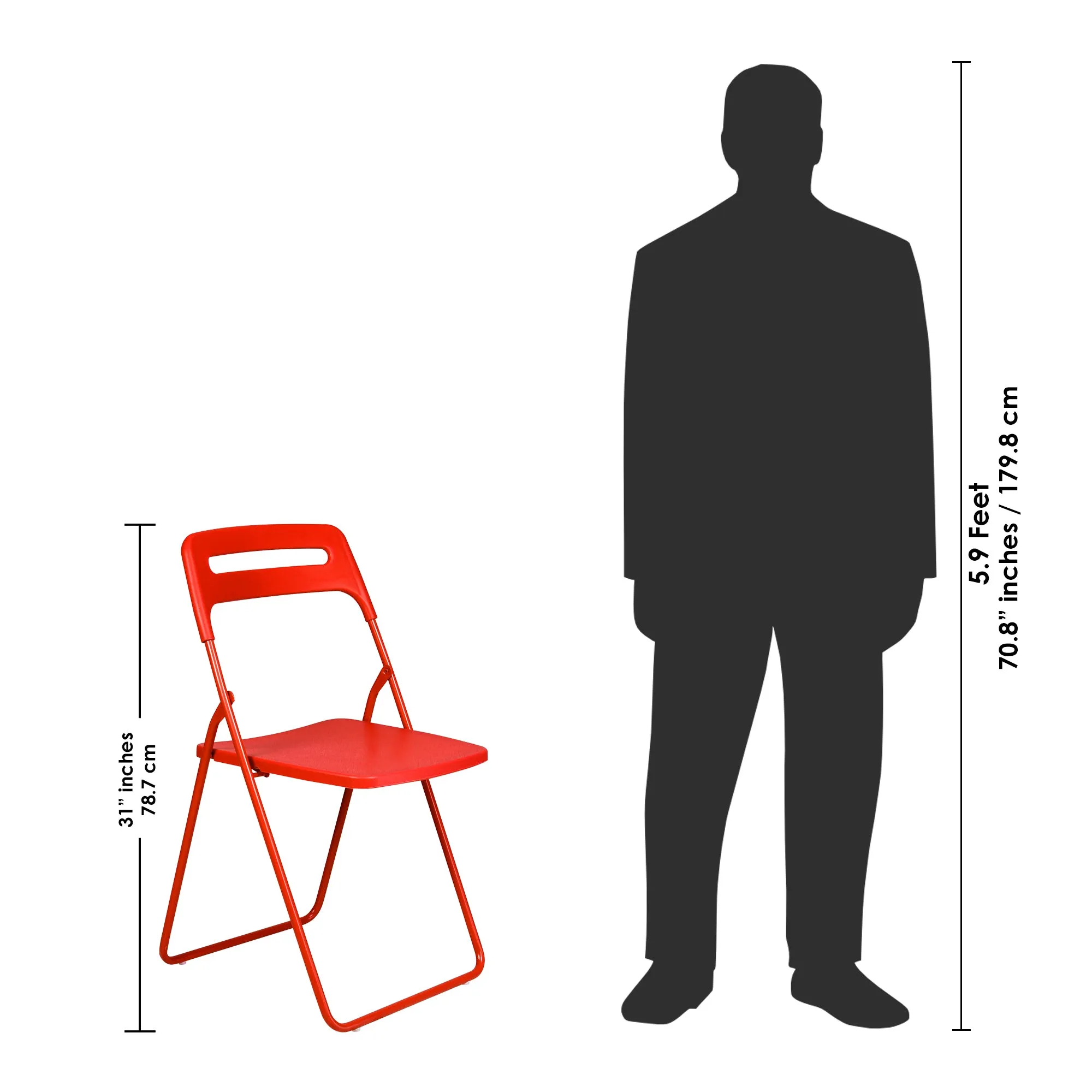 Premium Red Plastic Folding Leisure Office & Dining Chair