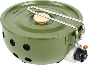 Propane or Butane Portable Windproof Camping Gas Stove,Integrated Pot with Single Burner, Outdoor Cooking,Stir-frying,Picnic,Multi-functional Foldable Outdoor Hot Pot (green)