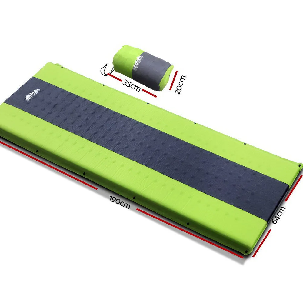 Self Inflating Mattress Camping Sleeping Mat Air Bed Pad - Single Green