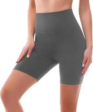 SINOPHANT High Waisted Women Biker Shorts - 6 Buttery Soft Elastic Tummy Control Shorts for Gym, Yoga, Workout
