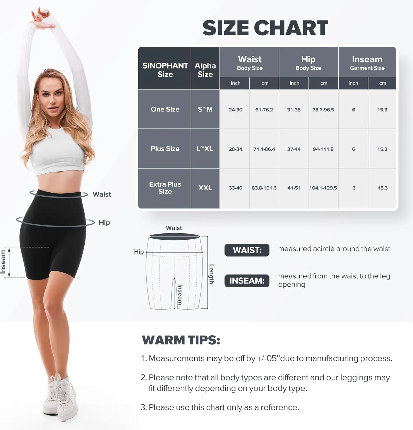 SINOPHANT High Waisted Women Biker Shorts - 6 Buttery Soft Elastic Tummy Control Shorts for Gym, Yoga, Workout