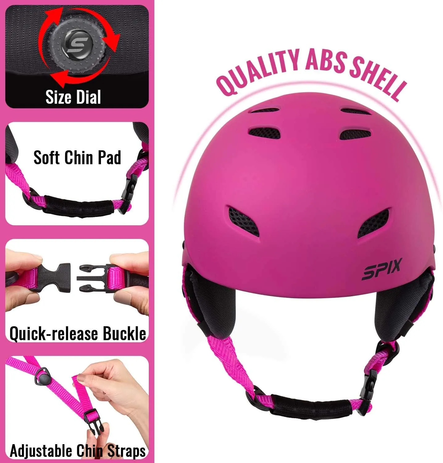 Ski Helmet Snowboard Helmet - ASTM Safety Standard Size Adjustable for Adults Youth Men and Women