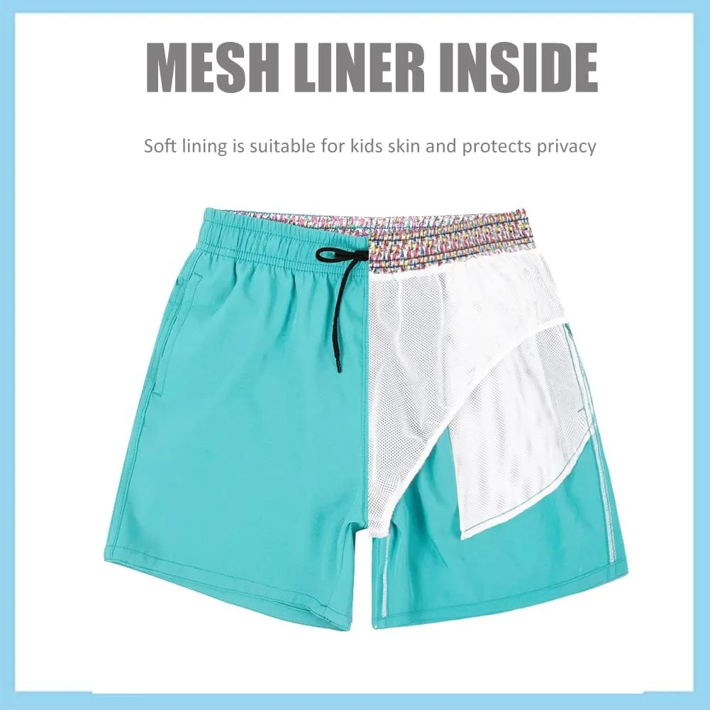 SNOW DREAMS Boys Swim Trunks Quick Dry Swim Shorts Lightweight Bathing Suits with Pocket