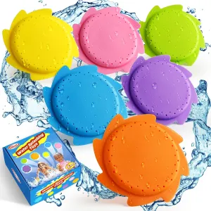 Splash Water Flying Discs in 6 Bright Colors, Disc Water Toys with Portable Mesh Bag, Fun Pool, Beach Toys & Games for Kids and Toddler